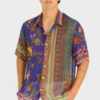 Jesse - Original Tribal Print Rayon Digital Georgette Shirt With Hand Carved Bone Buttons (7389345415364)