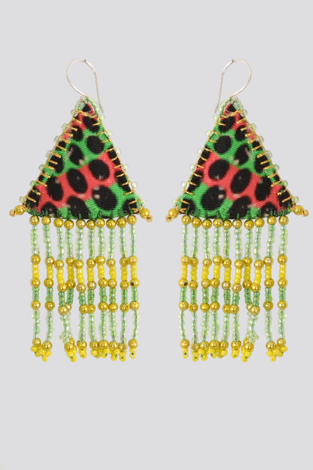 Woven Silk Pyramid Earrings