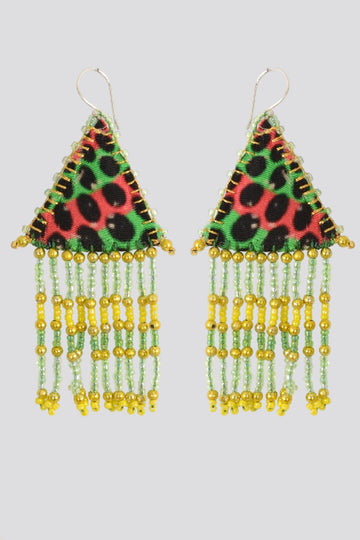 Woven Silk Pyramid Earrings