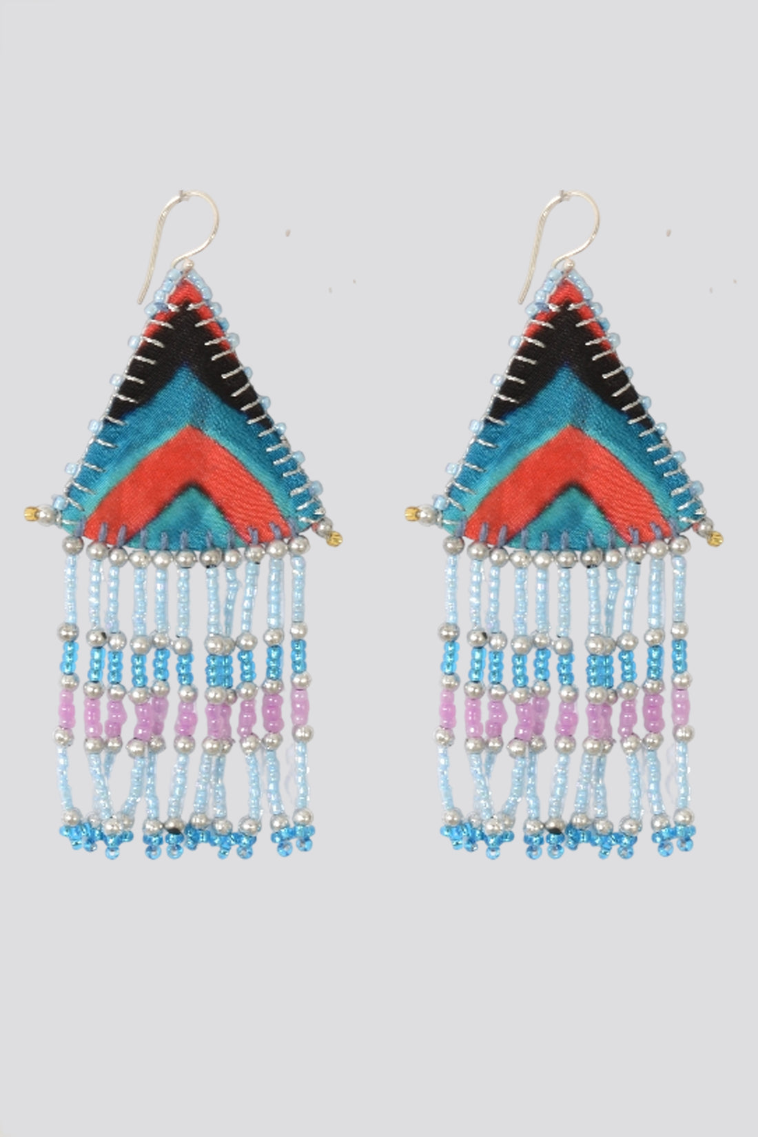 Woven Silk Pyramid Earrings