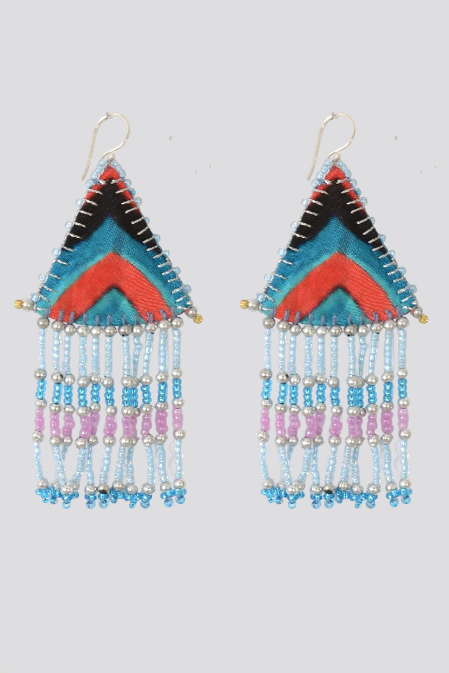Woven Silk Pyramid Earrings