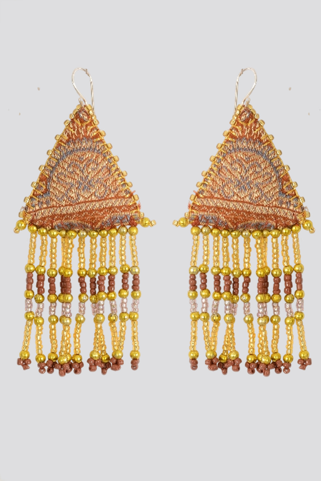 Woven Silk Pyramid Earrings