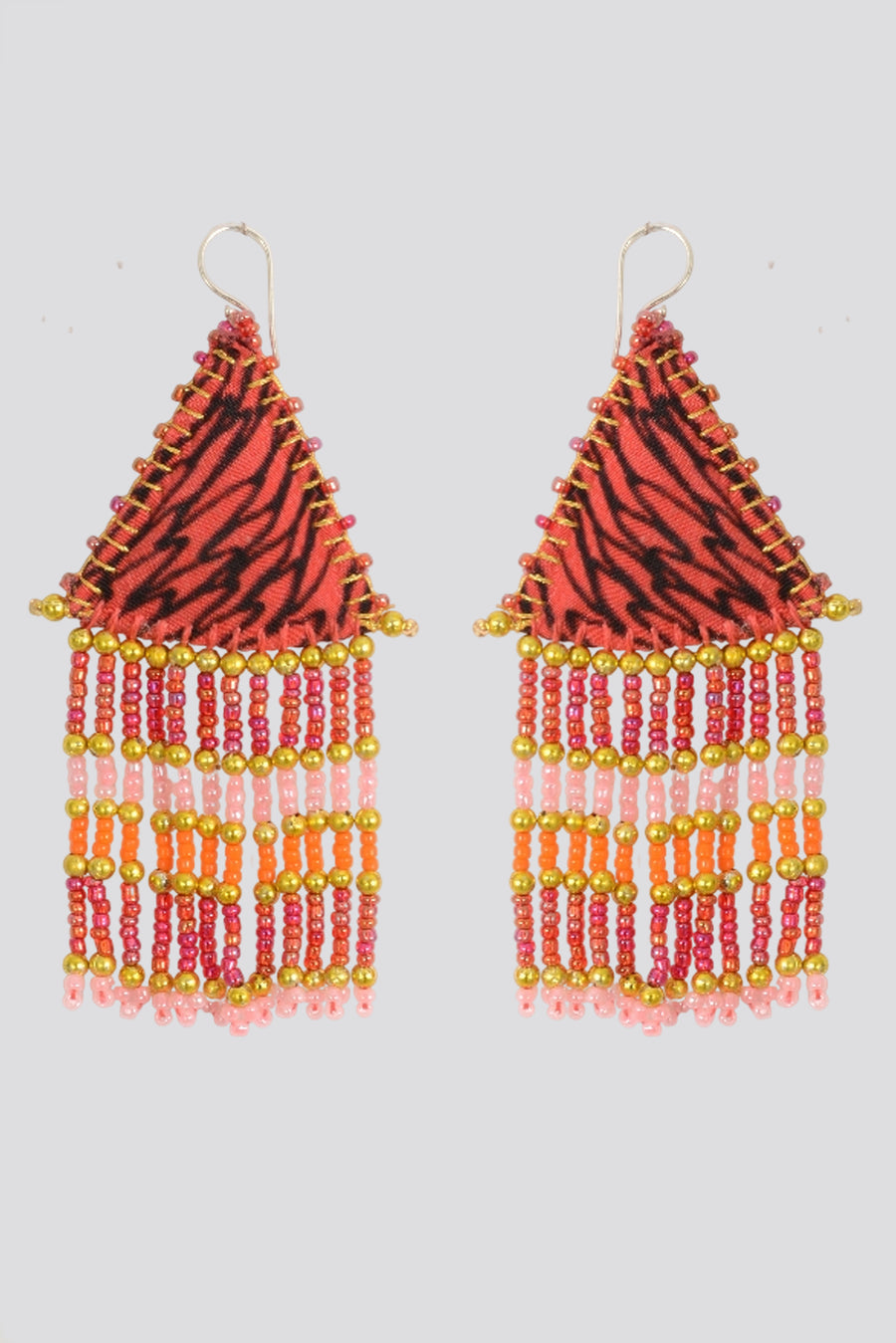 Woven Silk Pyramid Earrings