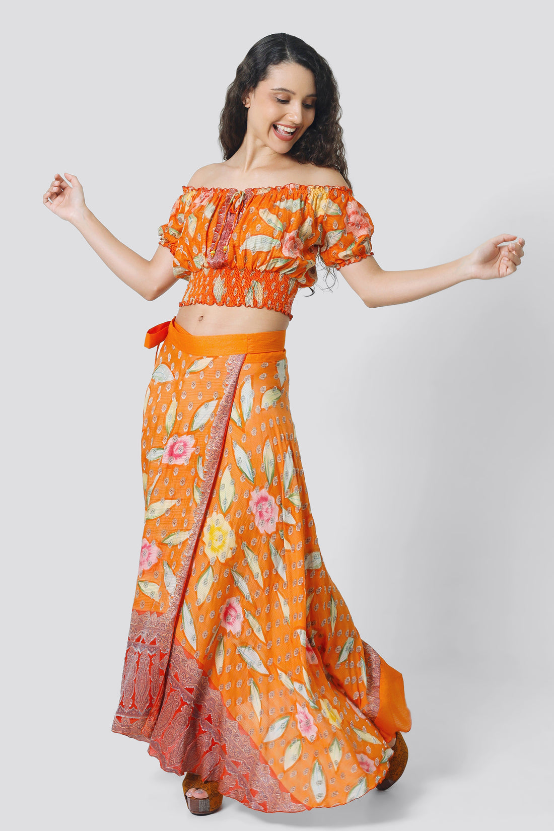 Ksenia Silk Wrap Skirt - Hand Painted