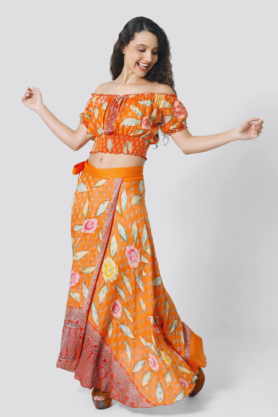 Ksenia Silk Wrap Skirt - Hand Painted