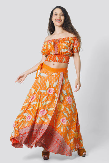 Ksenia Silk Wrap Skirt - Hand Painted
