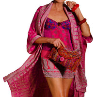 Julia Shawl Neck Silk Jacket - Hand Cut Silk Free Size (4400494248041)