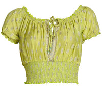 Rylee Hand Cut Silk Top With Elastic Waist & Shoulder (4490982555753)