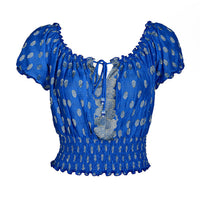 Rylee Hand Cut Silk Top With Elastic Waist & Shoulder (4490982555753)