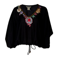 Ali Top - Woven Silk with Applique (4488608612457)