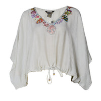 Ali Top - Woven Silk with Applique (4488608612457)
