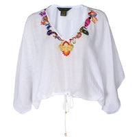 Ali Top - Woven Silk with Applique (4488608612457)
