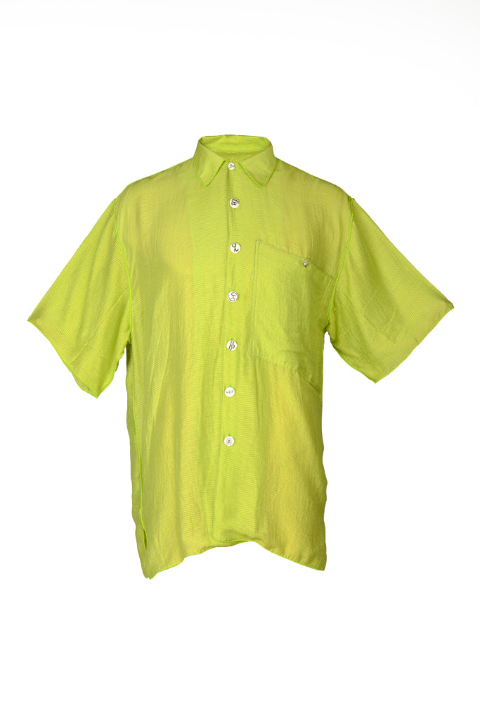 David - Silk Cotton Men's Shirt With Hand Carved Bone Buttons (315763261481)